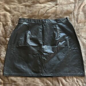 Sleek Black Genuine Leather Mini Skirt